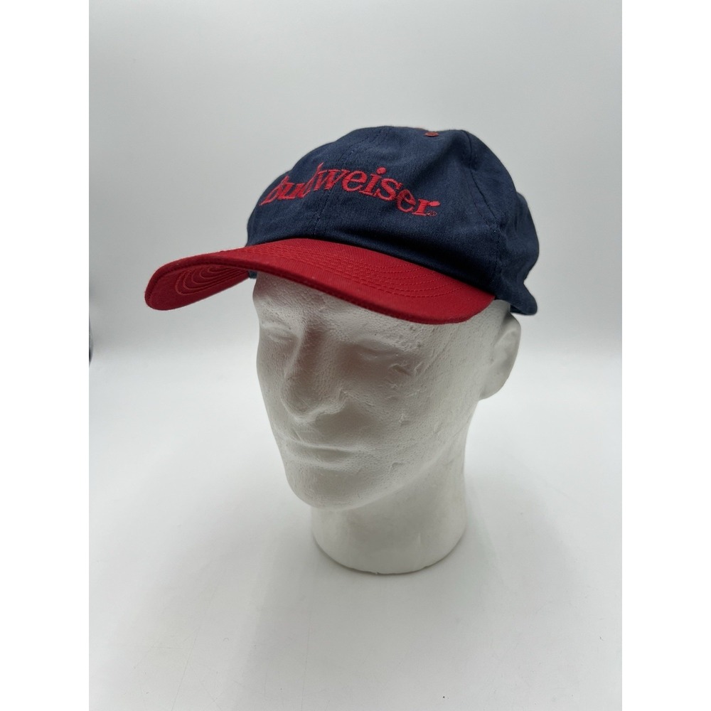 Vintage Budweiser Hat Snapback Cap Navy Red Embroidered Made‎ In USA One Size